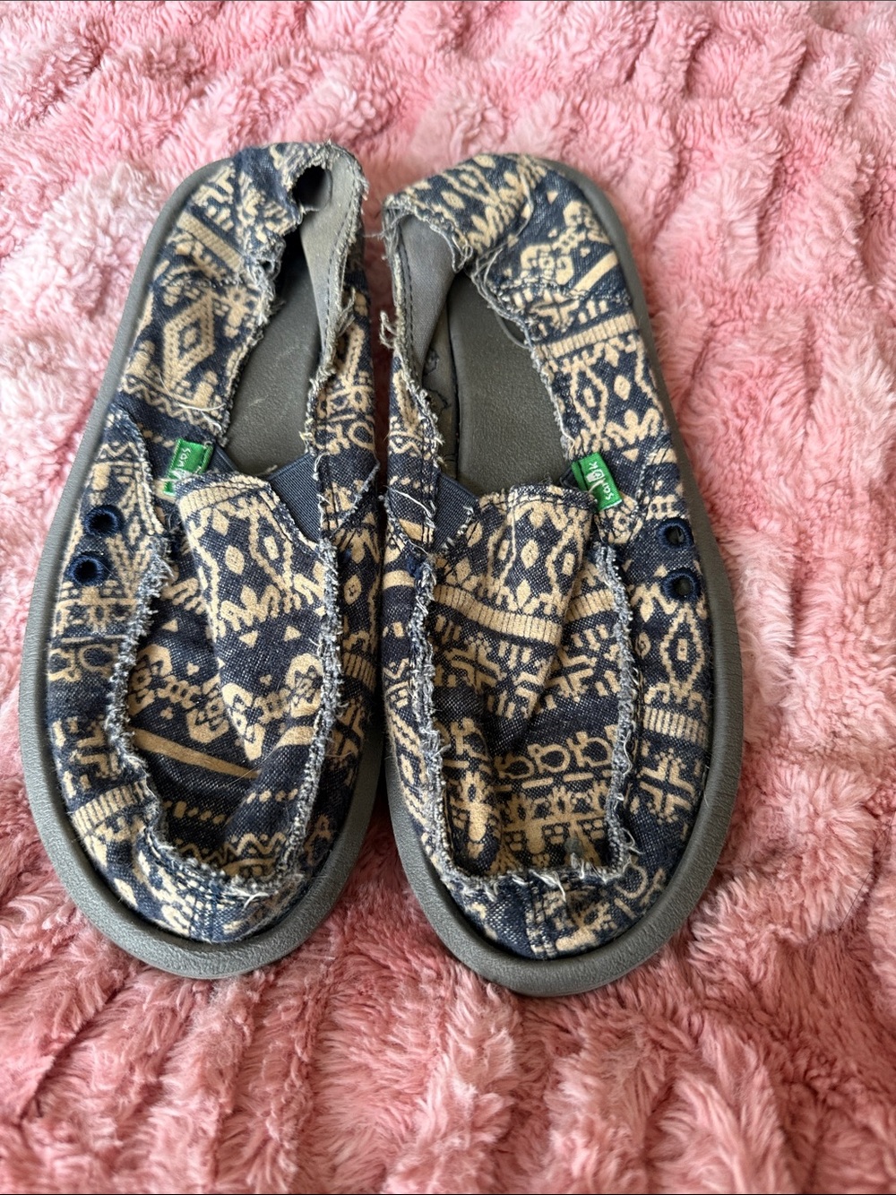 SanukNavy & Cream Slip-On Shoes - Casual Comfort